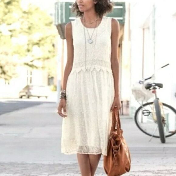 Sundance Juliet Lace Mini Dress Size 2 Ivory Boho Western Festival Lined Zipper - Picture 2 of 12